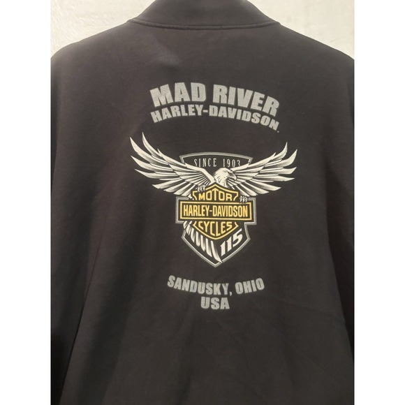 Vintage Harley Davidson Hoodie Black Mens XL Zip Mad River Sandusky OH Biker - Picture 8 of 12
